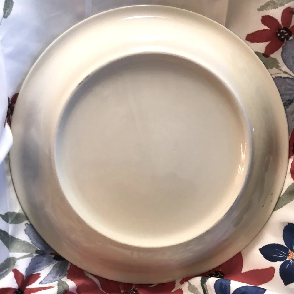 Two Greenbrier International Floral Stoneware Dinner Plates 11.5”